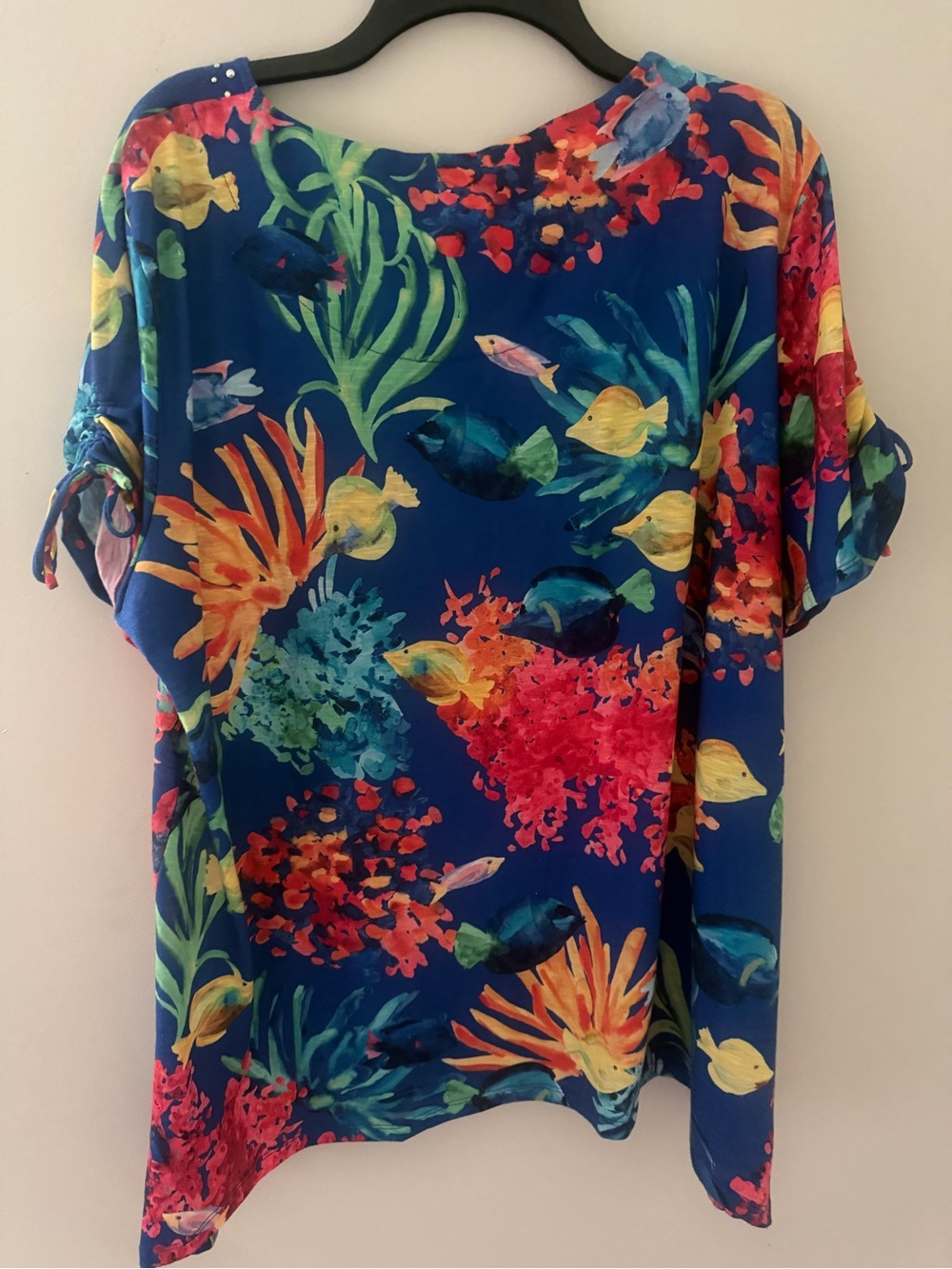 Alfred Dunner Royal Blue Tropical Fish  Reef Embellished Top Size 1X - Picture 10 of 12